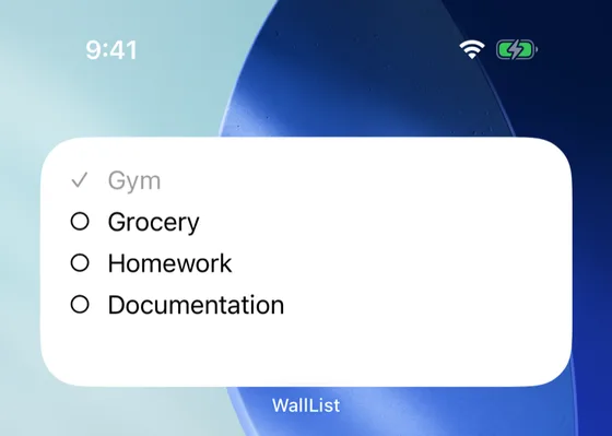 WallList Home Screen widget with items to check off